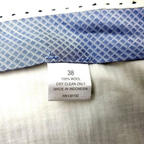 Hart Schaffner Marx Wool Dress Pants 37/28 Beige Windowpane Pleated Mid Rise - Picture 3 of 5